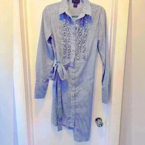 Gracia Stripped Front-Tie Asymmetrical Dress